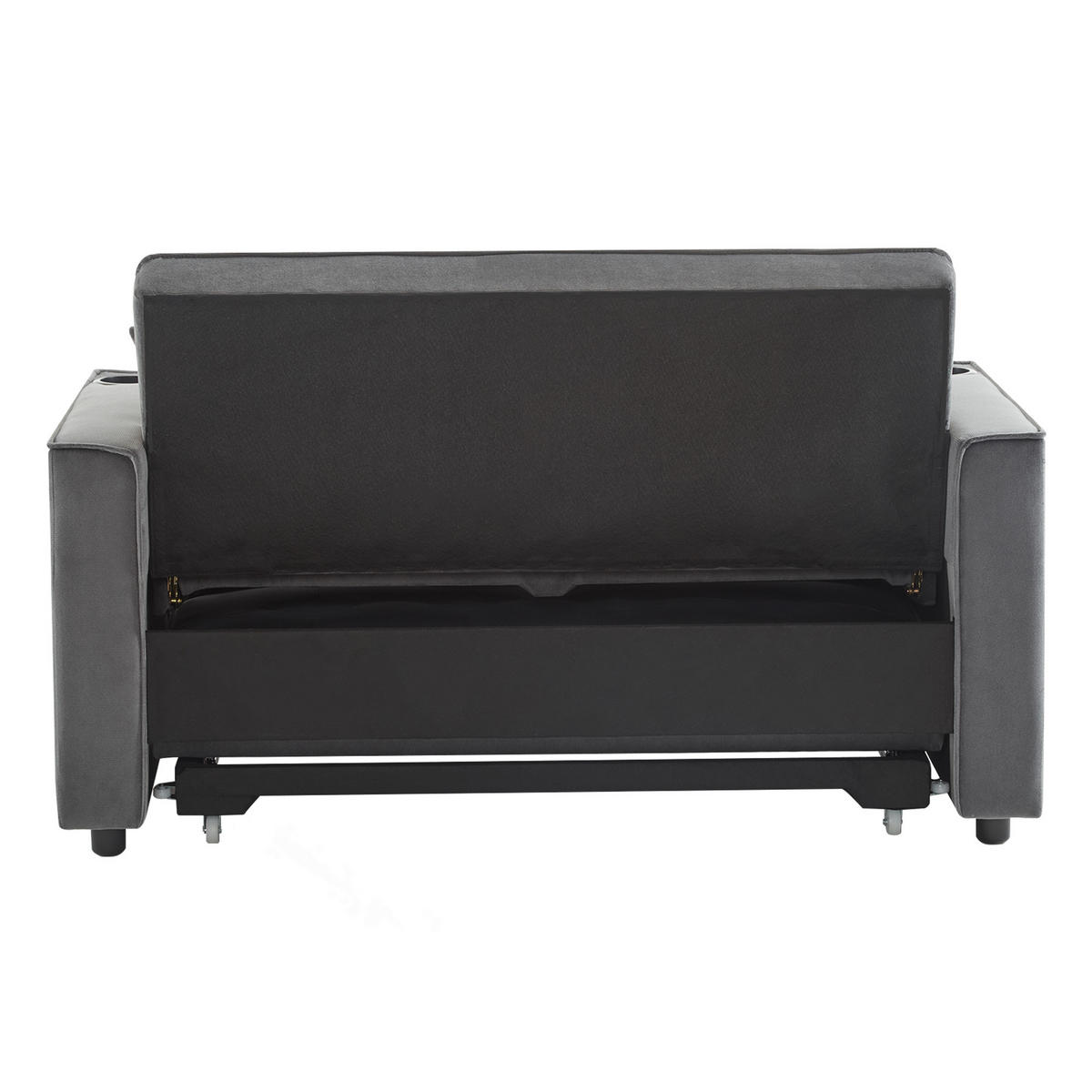 SCHLAFSOFA 137/76.5/83 cm Grau mit Schlaffunktion, Getränkehalter und Kissen - Grau, Textil (137/83/76.5cm) - Oxeza