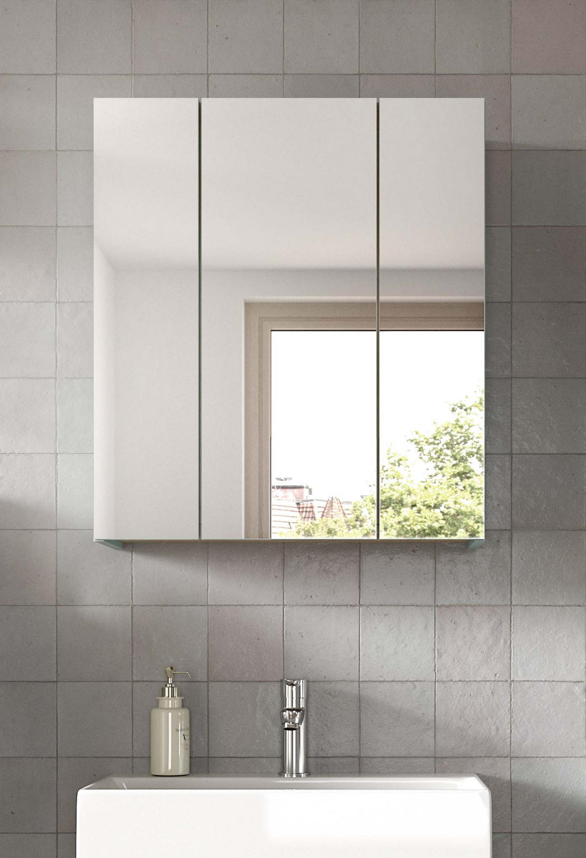 SPIEGELSCHRANK STAR (B/H/T: ca. 60/68/19 cm) in Eiche hell/Spiegelglas - Eichefarben, Holzwerkstoff (60/68/19cm)