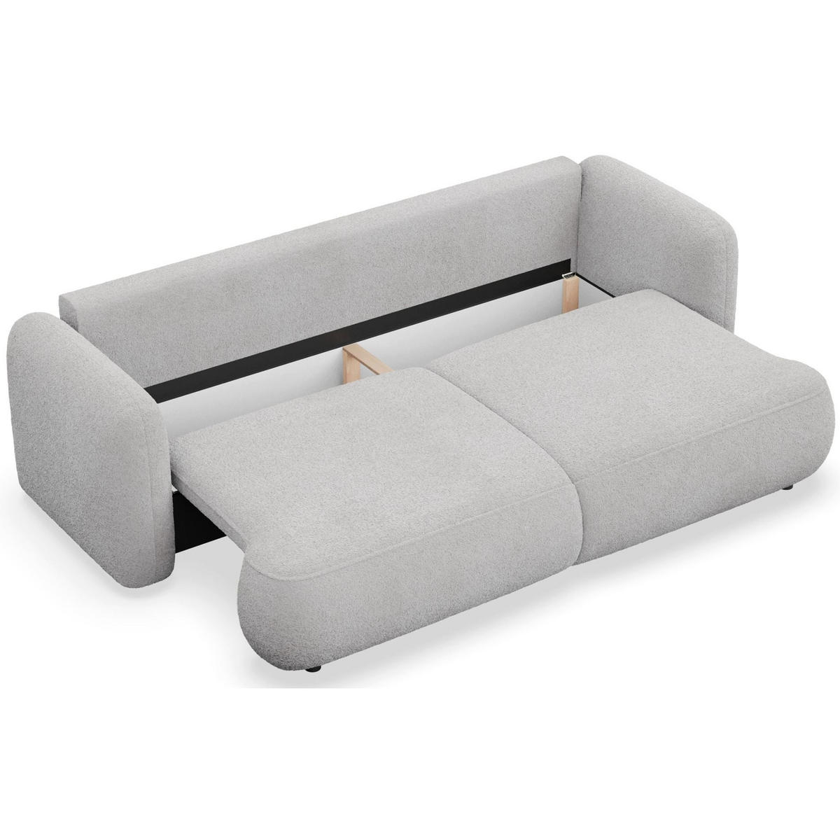3-SITZER SCHLAFSOFA Tvoya Hellgrau Bouclé - Hellgrau/Schwarz, Kunststoff/Textil (253/82/110cm) - Selsey
