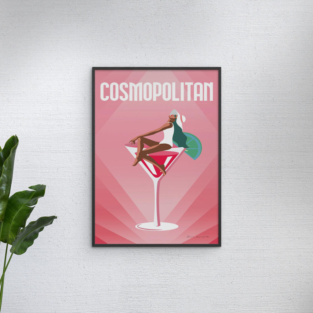 POSTER mit Rahmen Wild Apple - Cosmopolitan - Pink/Schwarz, Holz/Papier (70/100cm) - Poster&Frame
