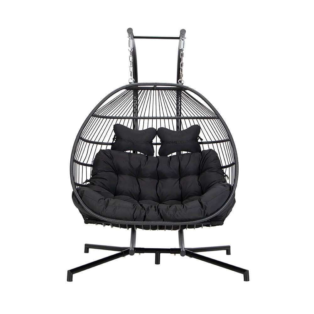 HÄNGESESSEL LOMA – 2 Sitzer Schwarz - Schwarz, Kunststoff (130/123/69cm) - Home Deluxe