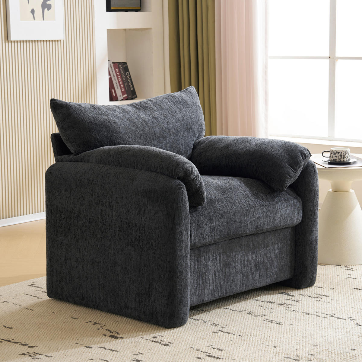 SESSEL 96/82/84 cm grau aus Chenille mit ergonomischer Polsterung - Grau, Textil (82/84/96cm) - OKWISH