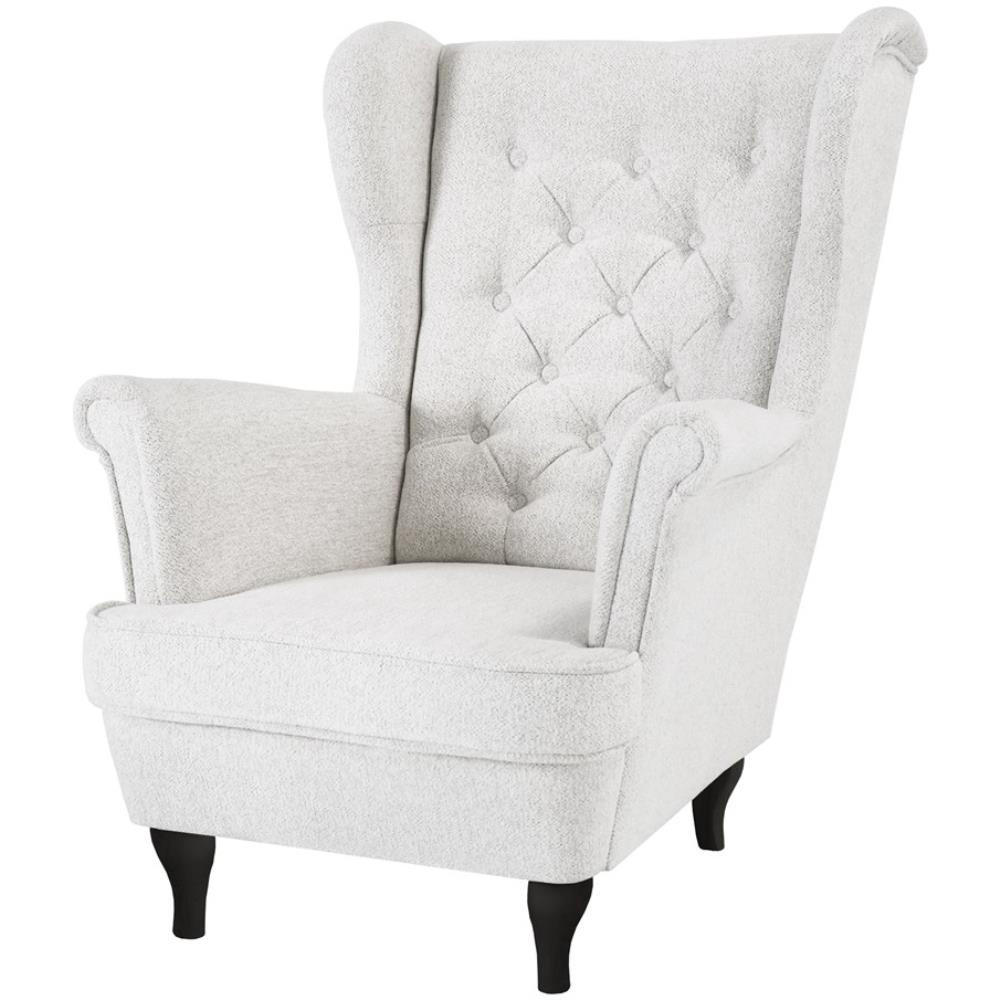 CHESTERFIELD-SESSEL Falco hellbeige mit Wenge Holzbeinen - Beige, Holz/Textil (82/102/92cm) - Beautysofa