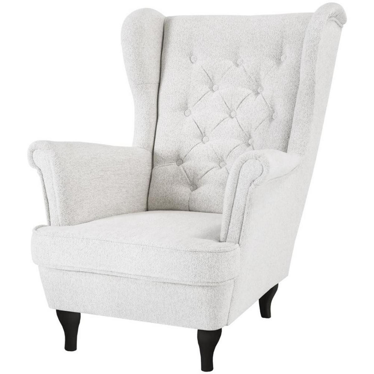 CHESTERFIELD-SESSEL Falco hellbeige mit Wenge Holzbeinen - Beige, Holz/Textil (82/102/92cm) - Beautysofa