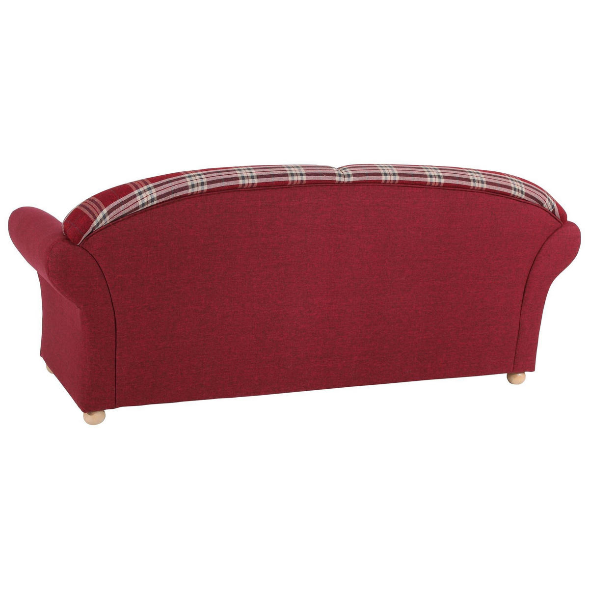 SOFA Landhaus 2,5-Sitzer Kama Bezug Flachgewebe Rot karriert - Rot/Weiß, Kunststoff (202/85/81cm) - 58aufmkessel