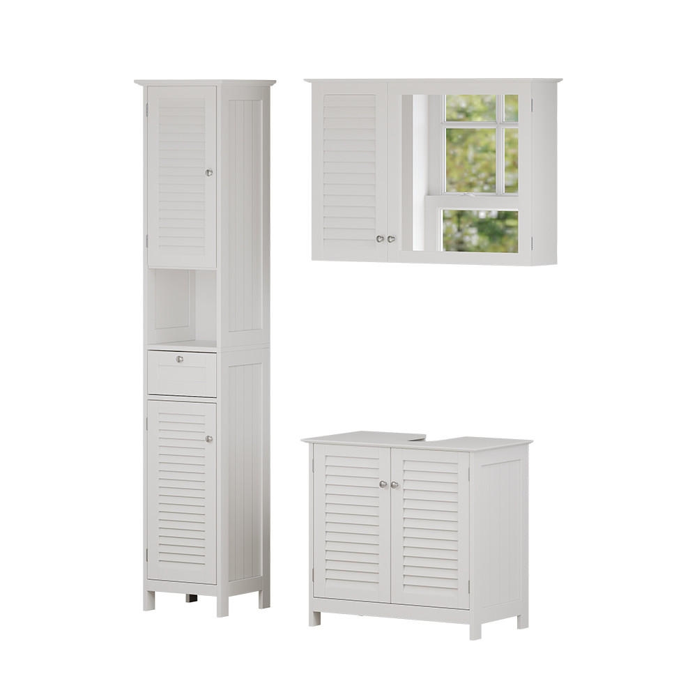 KUPAONSKI SET S VISOKIM ORMAROM Riad Bijela 3 dijela, opcija 5 - bijela, drvni materijal (60/58/35cm) - Vicco