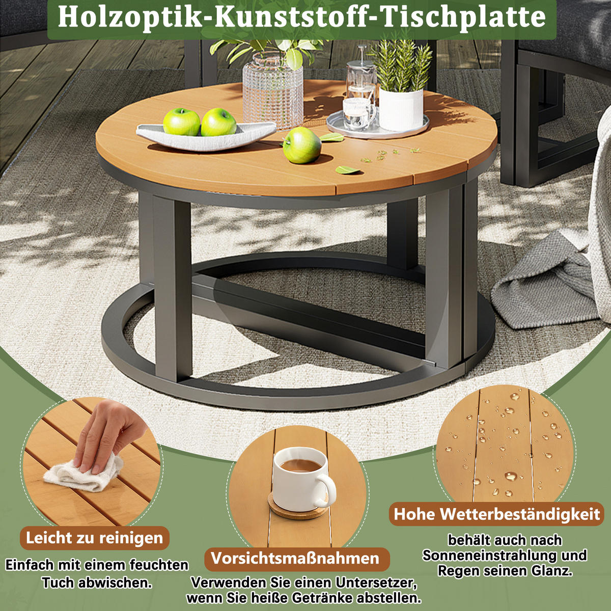 GARTENLOUNGE-SET Sitzgruppe für 4-6 Personen Gartensofa-Set mit Kissen verstellbar grau - Naturfarben/Grau, Holzwerkstoff/Textil - STILVORA