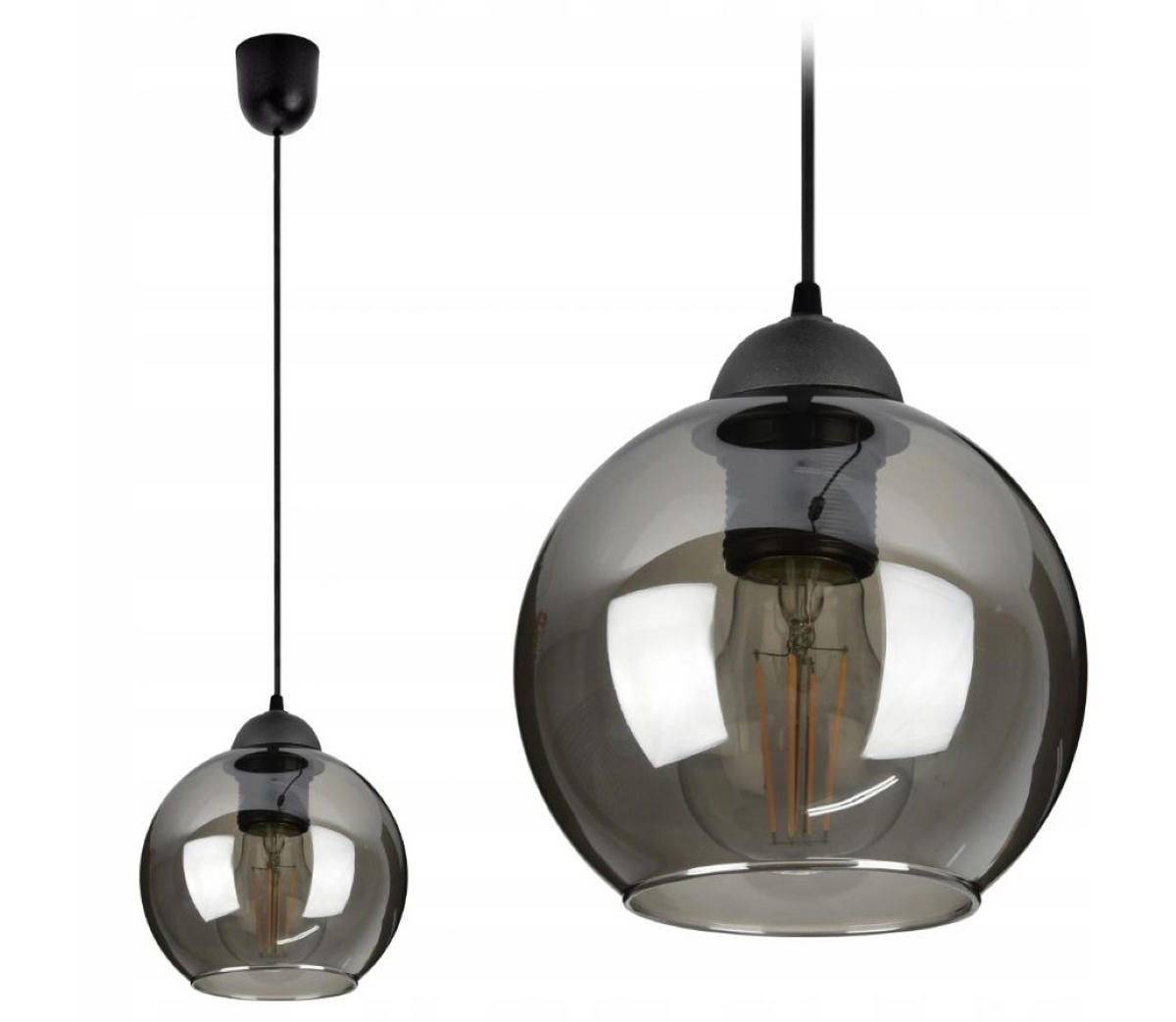 PENDELLEUCHTE Hagen - Transparent/Schwarz, Glas/Metall (14/14/70cm) - kiki design