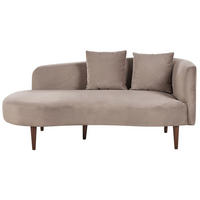 CHAISELONGUE Samtstoff taupe rechtsseitig Chaumont - Dunkelbraun/Beige, Textil (168/75/74cm) - Beliani