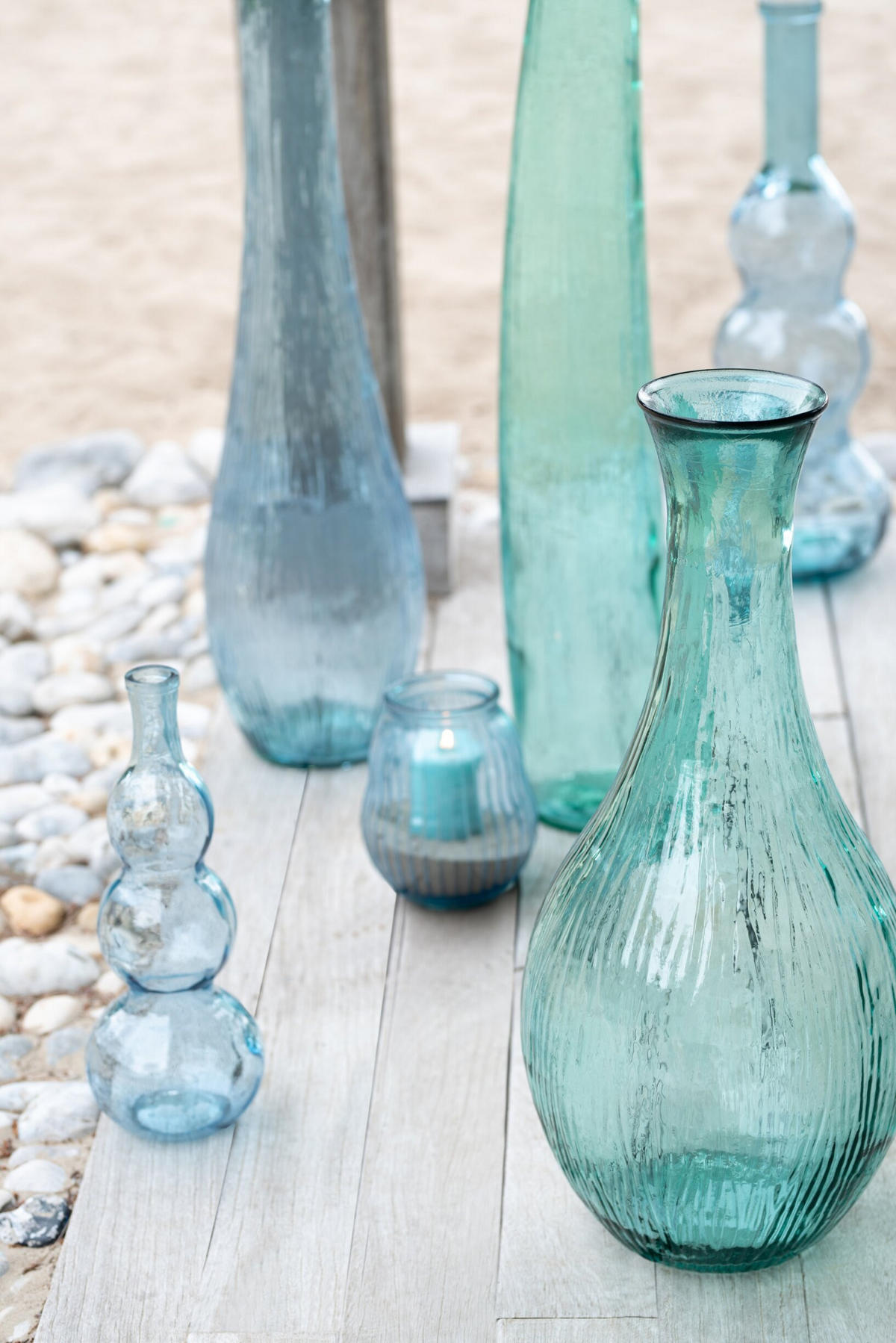 WINDLICHT GESTREIFT - Blau, Glas (19/23cm) - J-Line