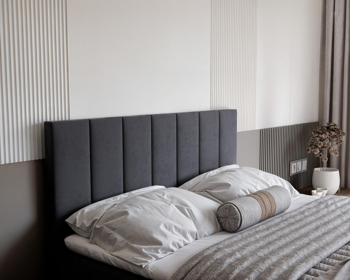BOXBETT ZELTO 160/200 cm, mit Matratze und Topper, Dunkelgrau - Dunkelgrau, Holzwerkstoff/Textil (160/200cm) - Idohome