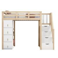 HOCHBETT 90/200 cm mit 4 Schubladen, 3-stufigem Regal und Sicherheitsleiter aus Holzwerkstoff, Natur Holzwerkstoff - Weiß, Holzwerkstoff (90/200cm) - Redom