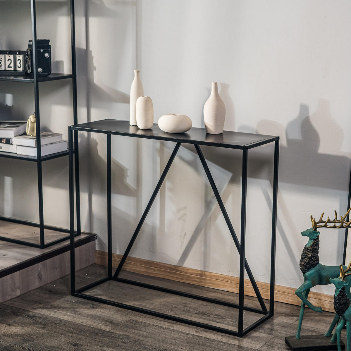 KONSOLENTISCH Rechteckig Schwarz 90 x 30 x 80 cm - Schwarz, Metall (30/90/80cm) - Nordlys