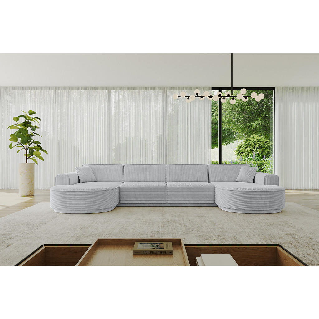 Thumbnail - Altdecor Wohnlandschaft, Grau, Textil, 6-Sitzer, U-Form, 380x81x163 cm, Wohnzimmer, Sofas & Couches, Wohnlandschaften, W...