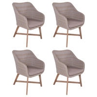 GARTENSTUHL 4er Set Austin Relaxsessel - Braun, Holz (65/84/60cm) - DELUKE