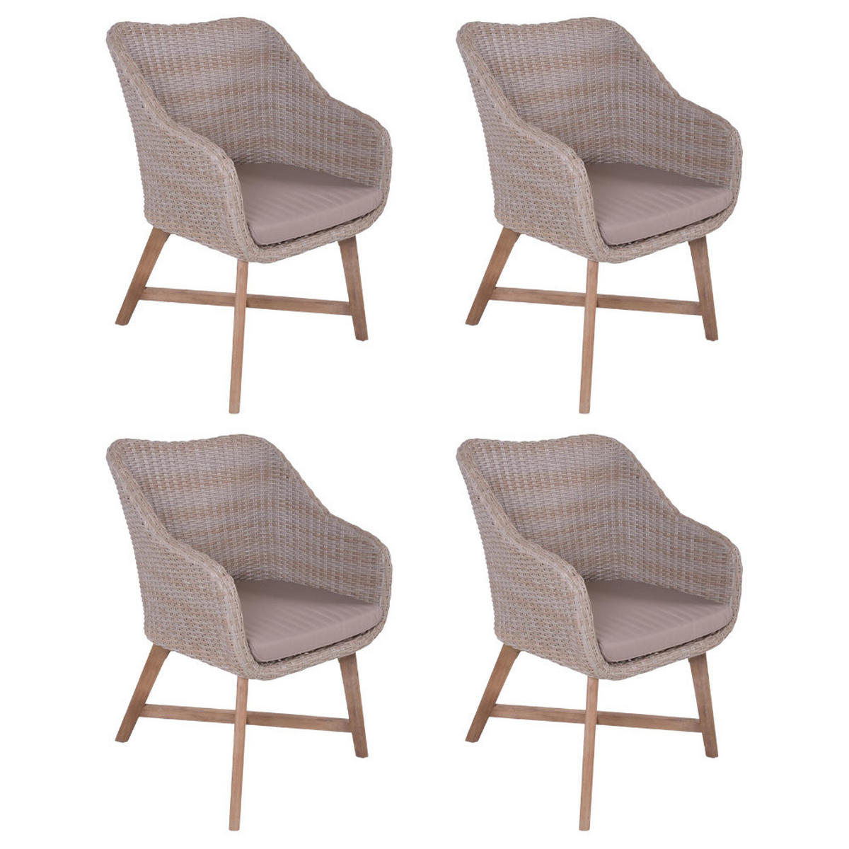 GARTENSTUHL 4er Set Austin Relaxsessel - Braun, Holz (65/84/60cm) - DELUKE