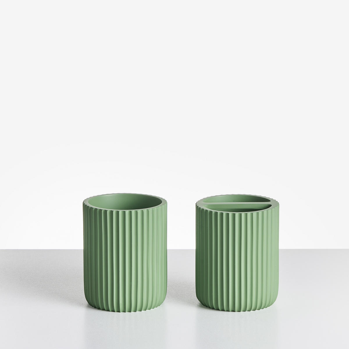 BADACCESSOIRES Set 5-teilig Grün Camana - Silberfarben/Grün, Kunststoff (8/10/8cm) - Beliani