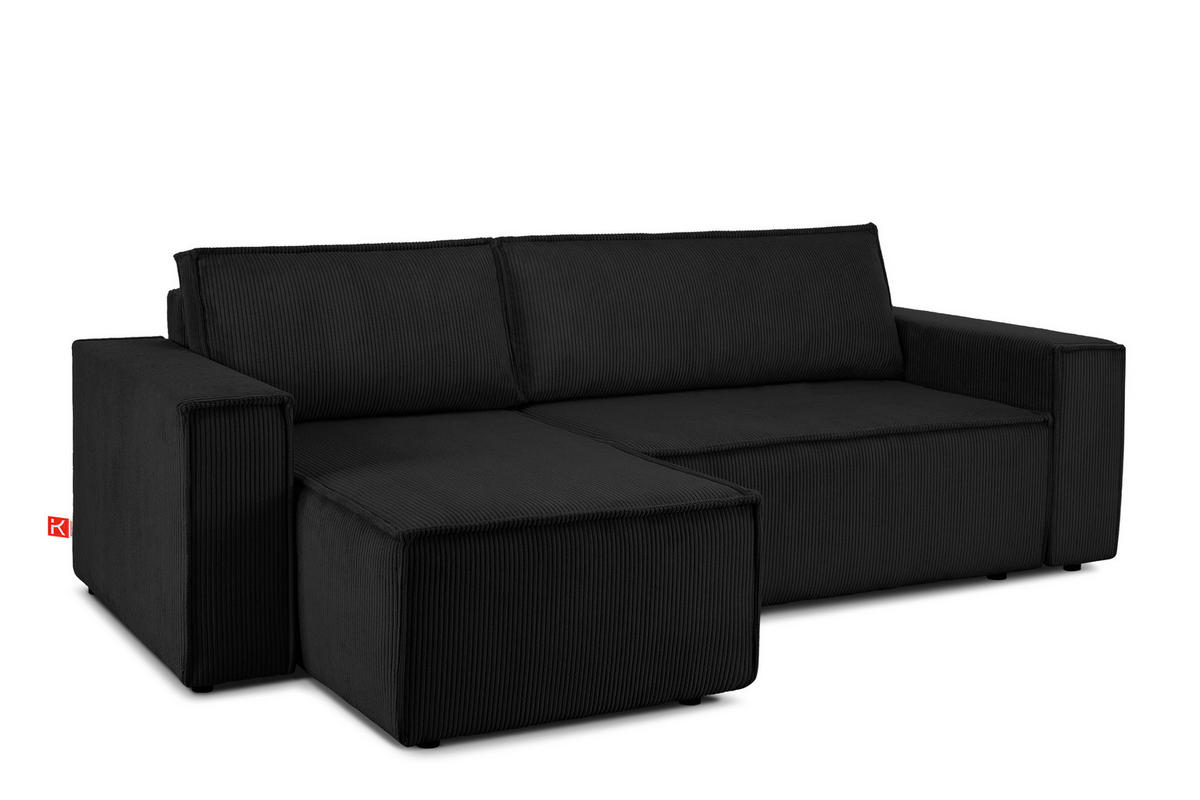 ECKSOFA-LINKS/RECHTS NAPI Schlaffunktion mit Cordbezug, Schwarz - Schwarz, Textil (262/148cm) - KONSIMO®