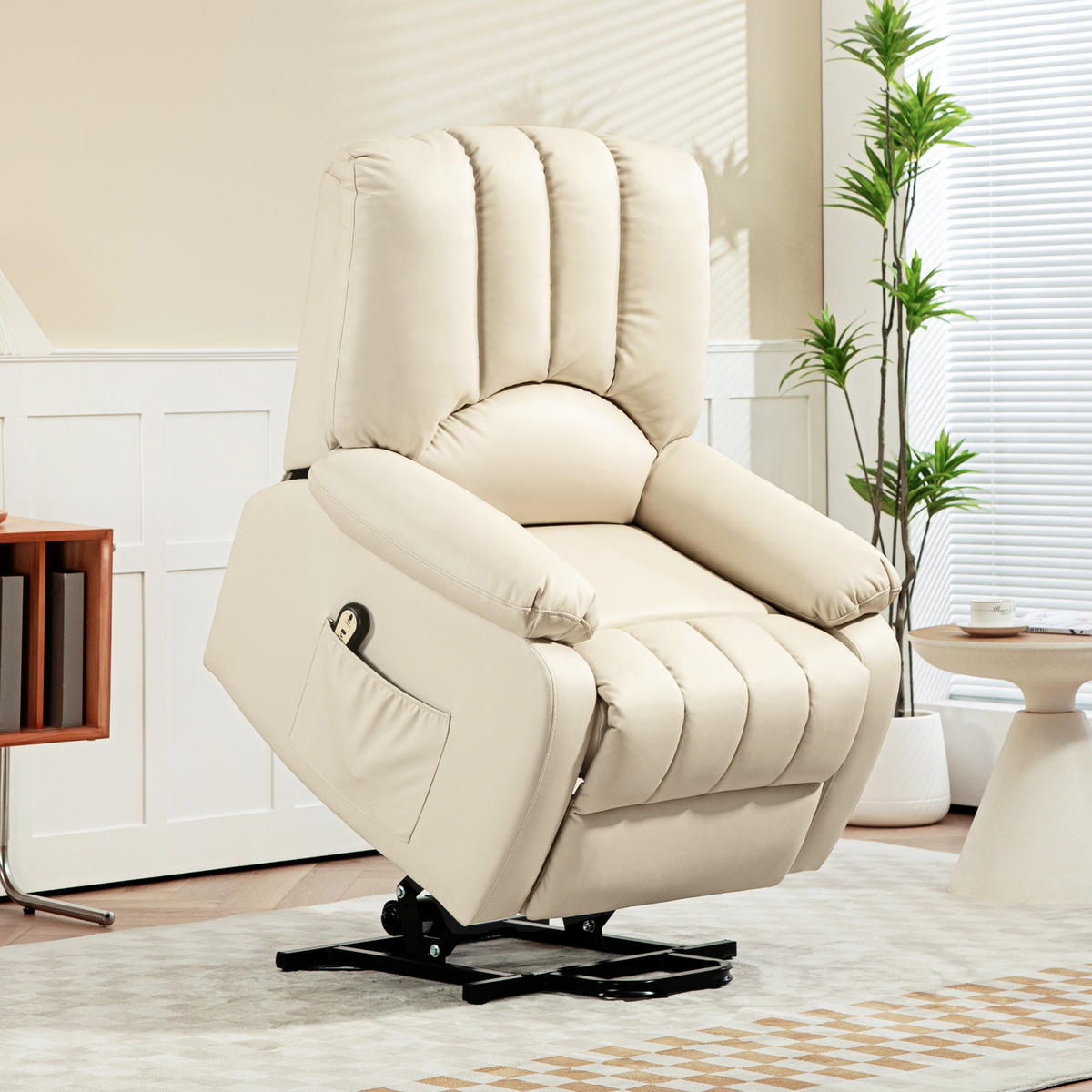 RELAXSESSEL DE-15374 elektrisch verstellbar mit Aufstehhilfe Beige - Beige, Metall (92/102/86cm) - ComfortXL