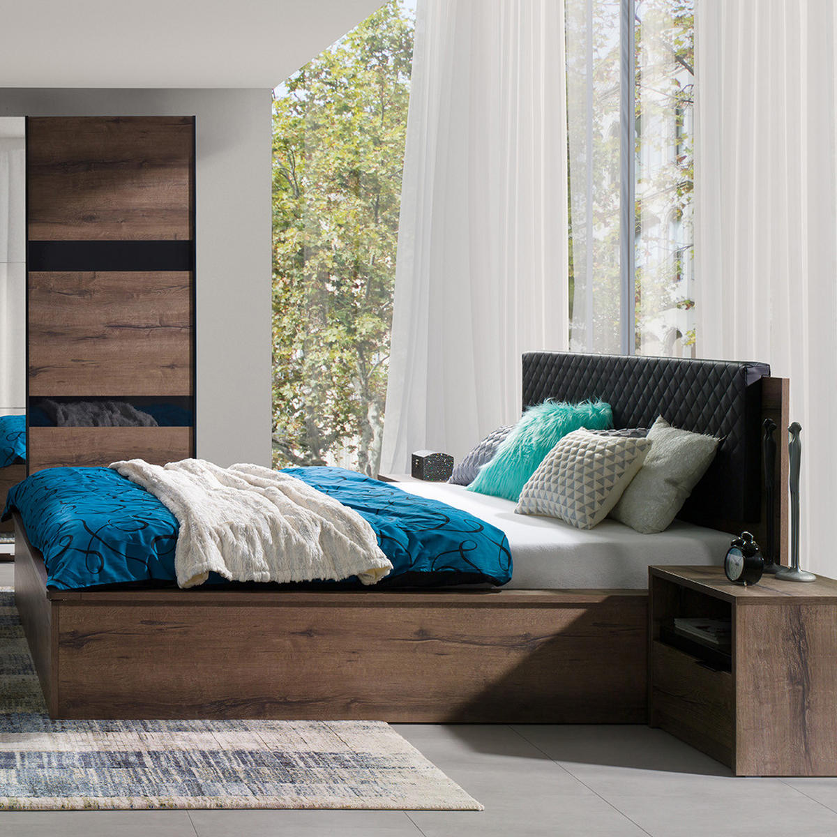 KOMMODE Devon mit 4 Schubladen, Eiche monastery - Eichefarben/Schwarz, Holzwerkstoff/Metall (80.5/90/40cm) - Beautysofa