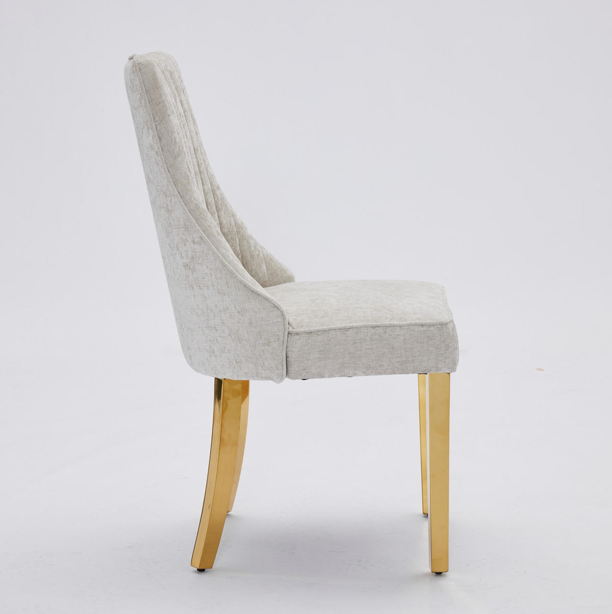 ESSZIMMERSTUHL 2er-Set mit hoher Rückenlehne Chenille Beige - Beige, Metall (50/95/65cm) - Meubliv