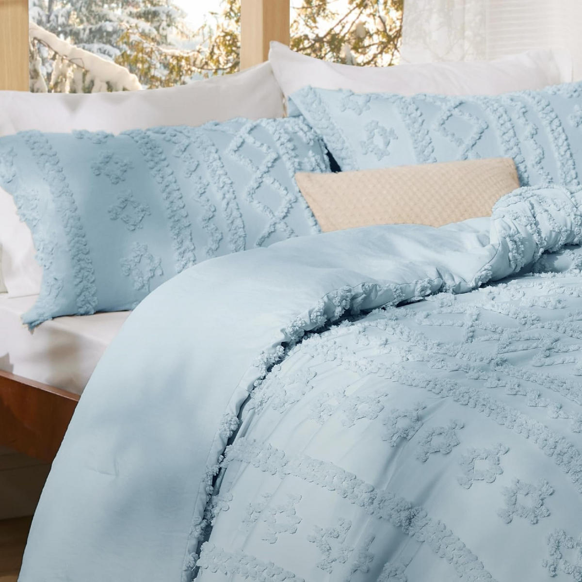 BETTBEZUG (230 x 230 cm) + zwei Kissenbezüge (51 x 76 cm) – Blau - Blau, Textil (230/230cm)