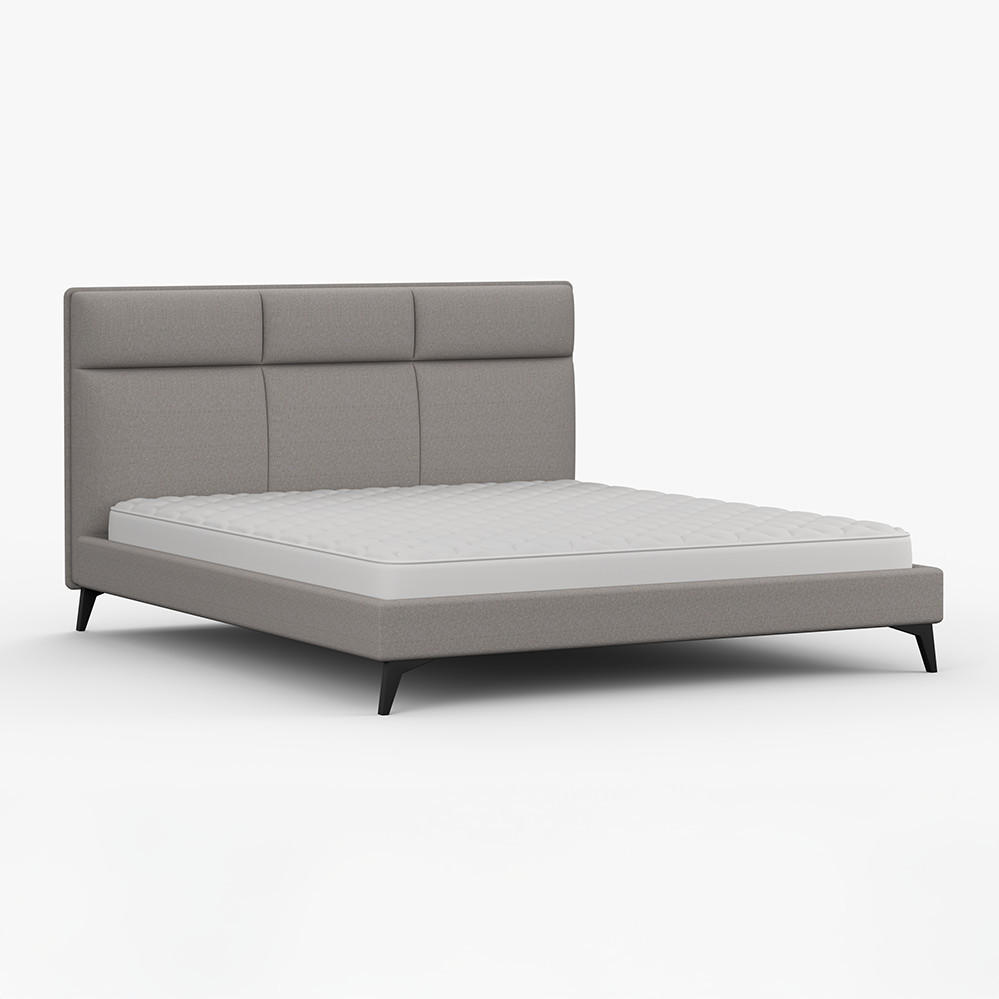 POLSTERBETT KORA, Lattenrost, ohne Bettkasten, gepolsterte Kopfstütze 160/200 in Grau - Schwarz/Grau, Holz/Textil (160/200cm) - imoebel24