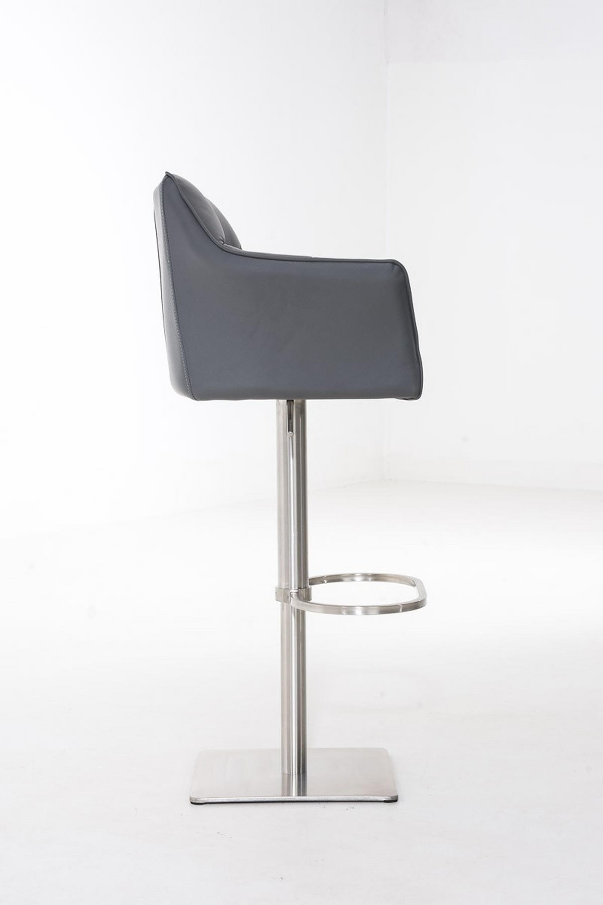 BARHOCKER Damaso 88x64x45 cm Grau - Grau, Leder (64/88/45cm) - furnicato