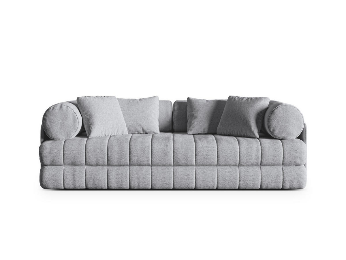 AUSKLAPPBARES-SOFA Kemi aus Boucle grau 3 Sitzplätze - Grau, Textil (95/70/206cm) - Cosmopolitan Design
