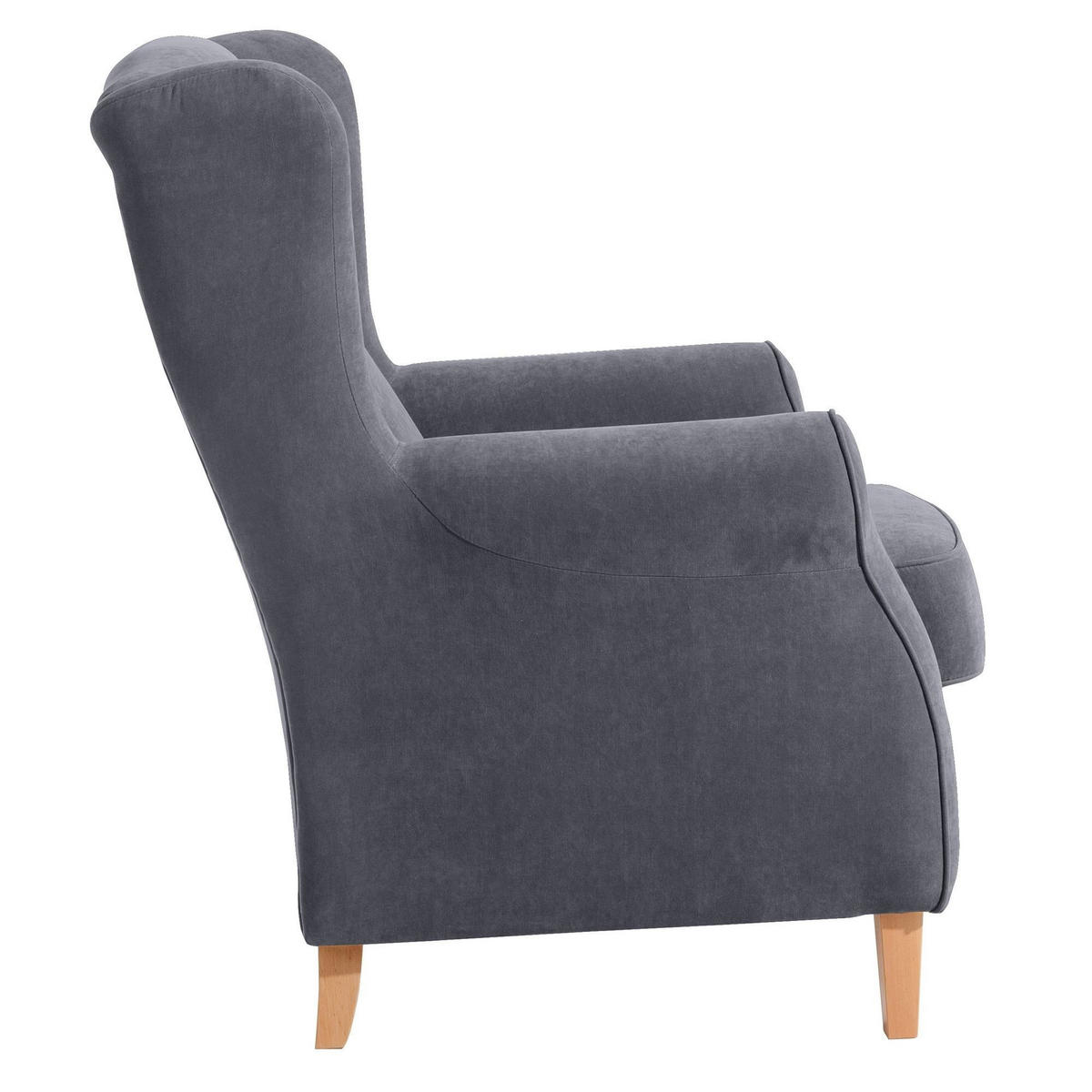OHRENSESSEL Karlen Bezug Veloursstoff Buche natur / anthrazit - Anthrazit/Buchefarben, Kunststoff (86/103/77cm) - 58aufmkessel