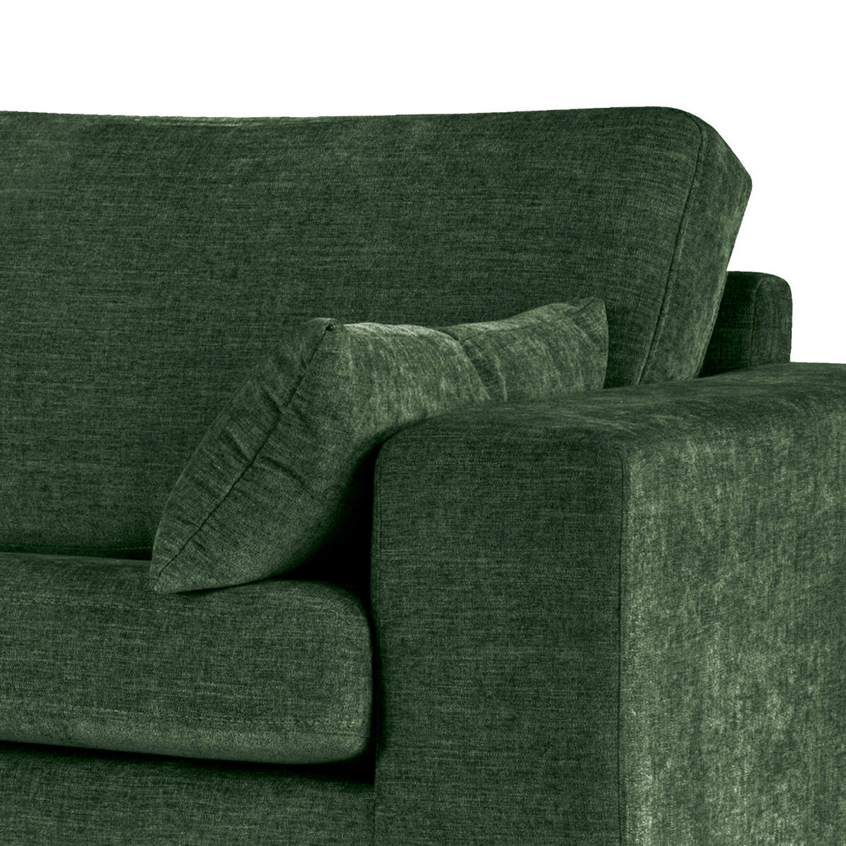 ECKSOFA mit Ottomane - Dunkelgrün/Eichefarben, Eichenholz/Textil (287/219cm) - home24