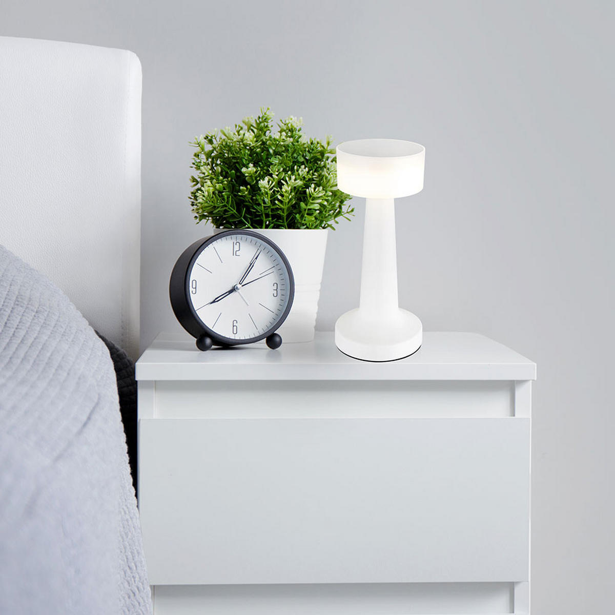 LED TISCHLEUCHTE Opal Weiß - Weiß, Kunststoff (9.5/9.5/21.5cm) - Globo Lighting