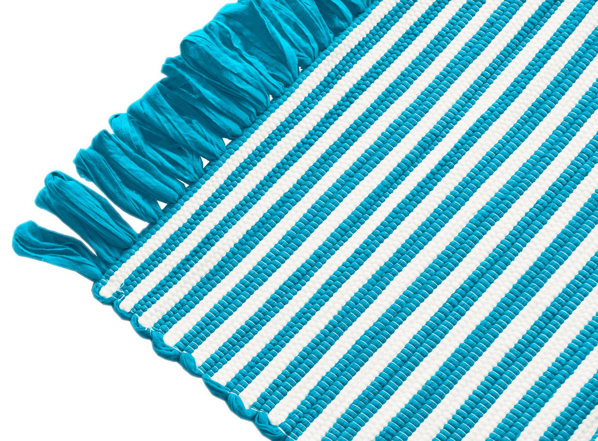 HANDGEWEBTER Läufer 50x70 cm Pazifik - Türkis, Naturmaterialien/Textil (50/70cm) - Lashuma