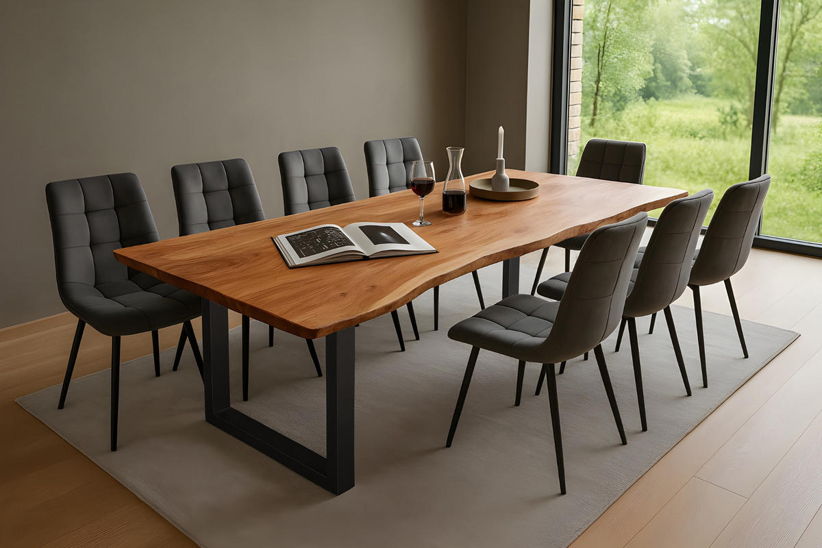 ESSTISCH MAX - Beige/Schwarz, Holz/Metall (100/280/77cm) - SAM