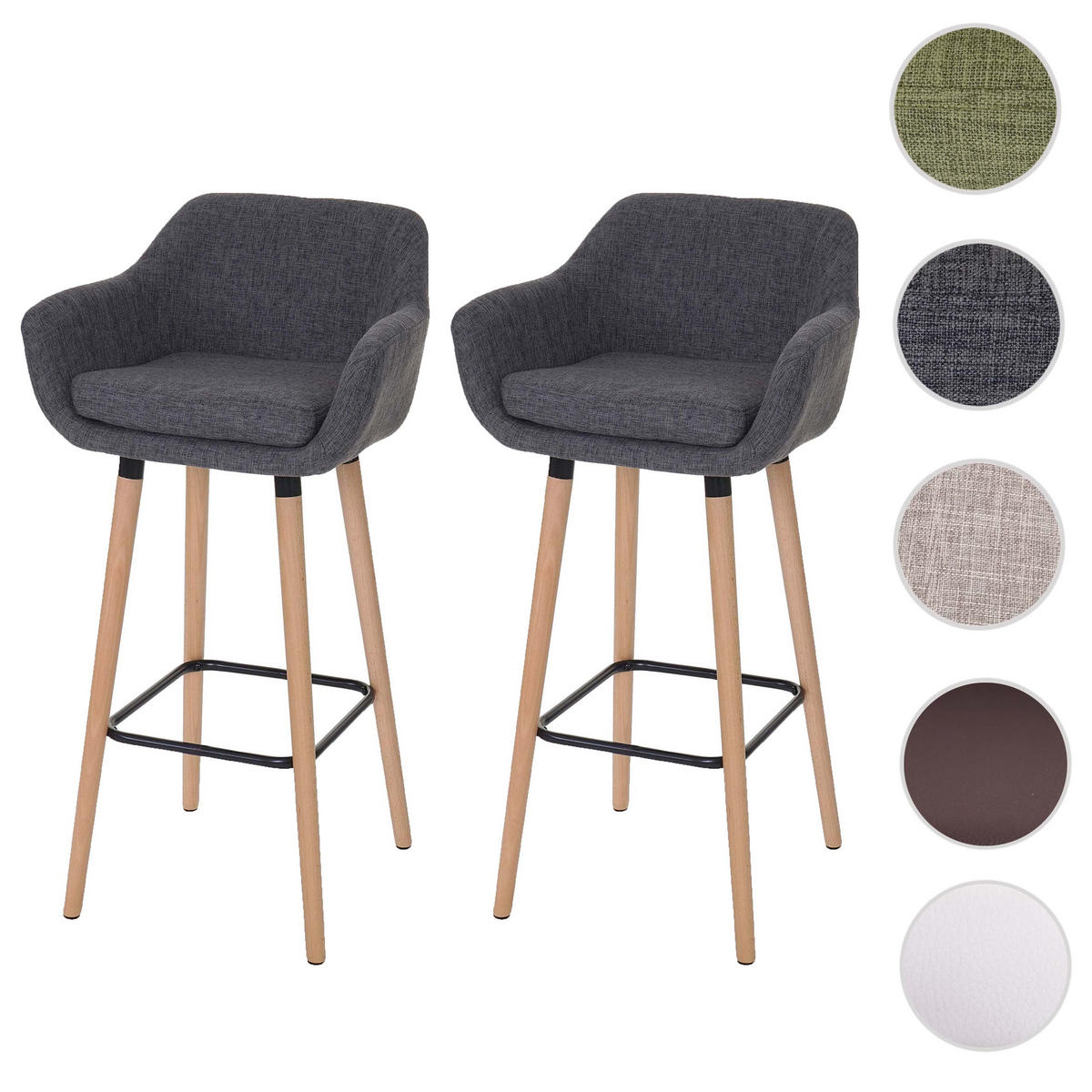 BARHOCKER Grau 2er-Set - Grau, Textil (53/99/45cm) - MCW