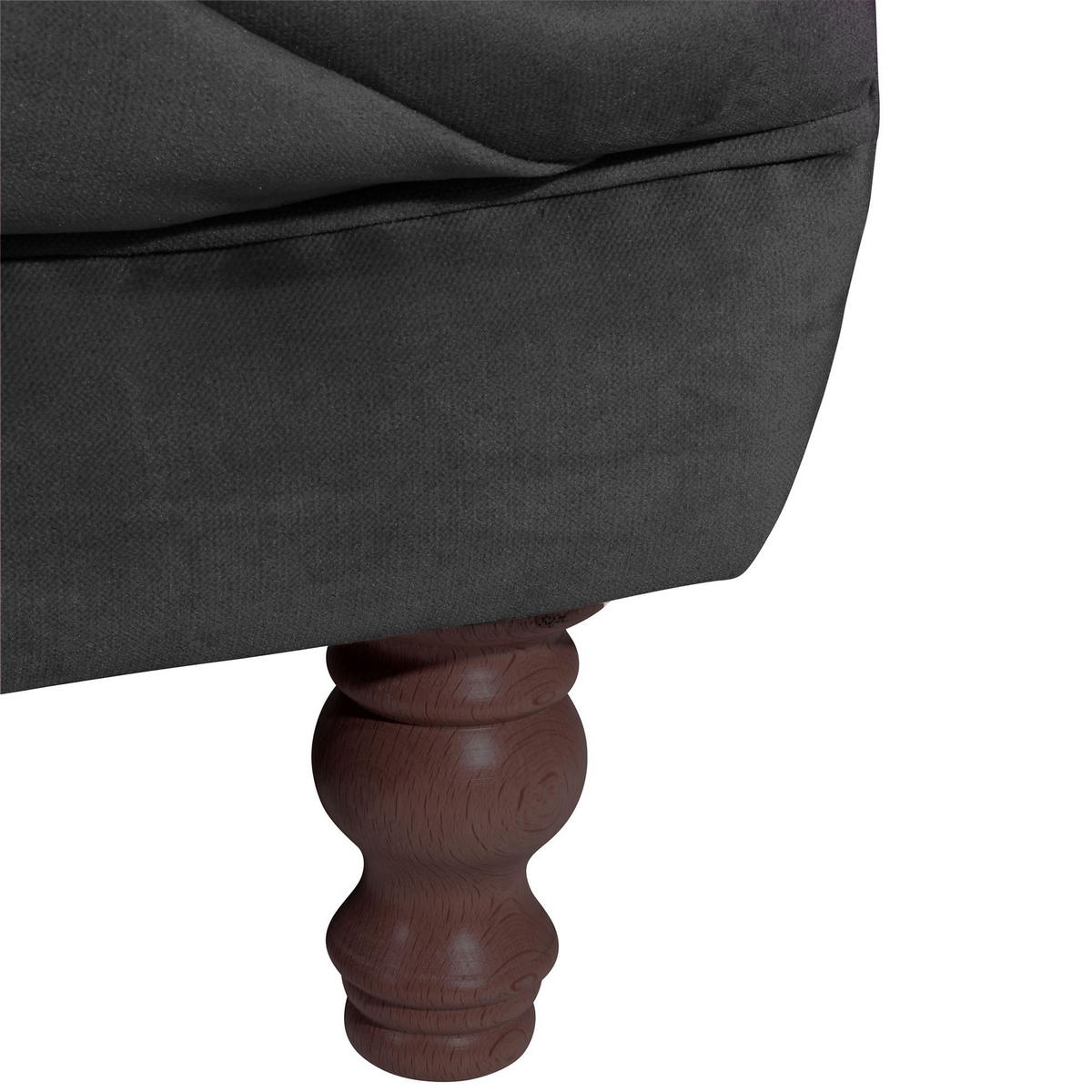 CHESTERFIELD Sofa 3-Sitzer Kaylin Samtvelours schwarz - Schwarz, Kunststoff (253/80/100cm) - 58aufmkessel
