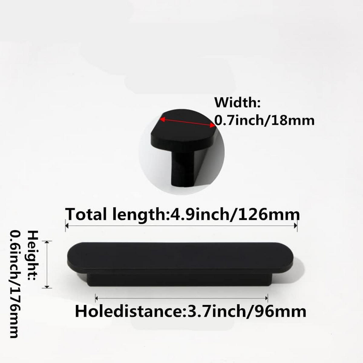 KÜCHENGRIFF Schwarz 6er-Set 96 mm gebürstetes Messing - Schwarz, Metall (1.8/1.7/12.6cm)