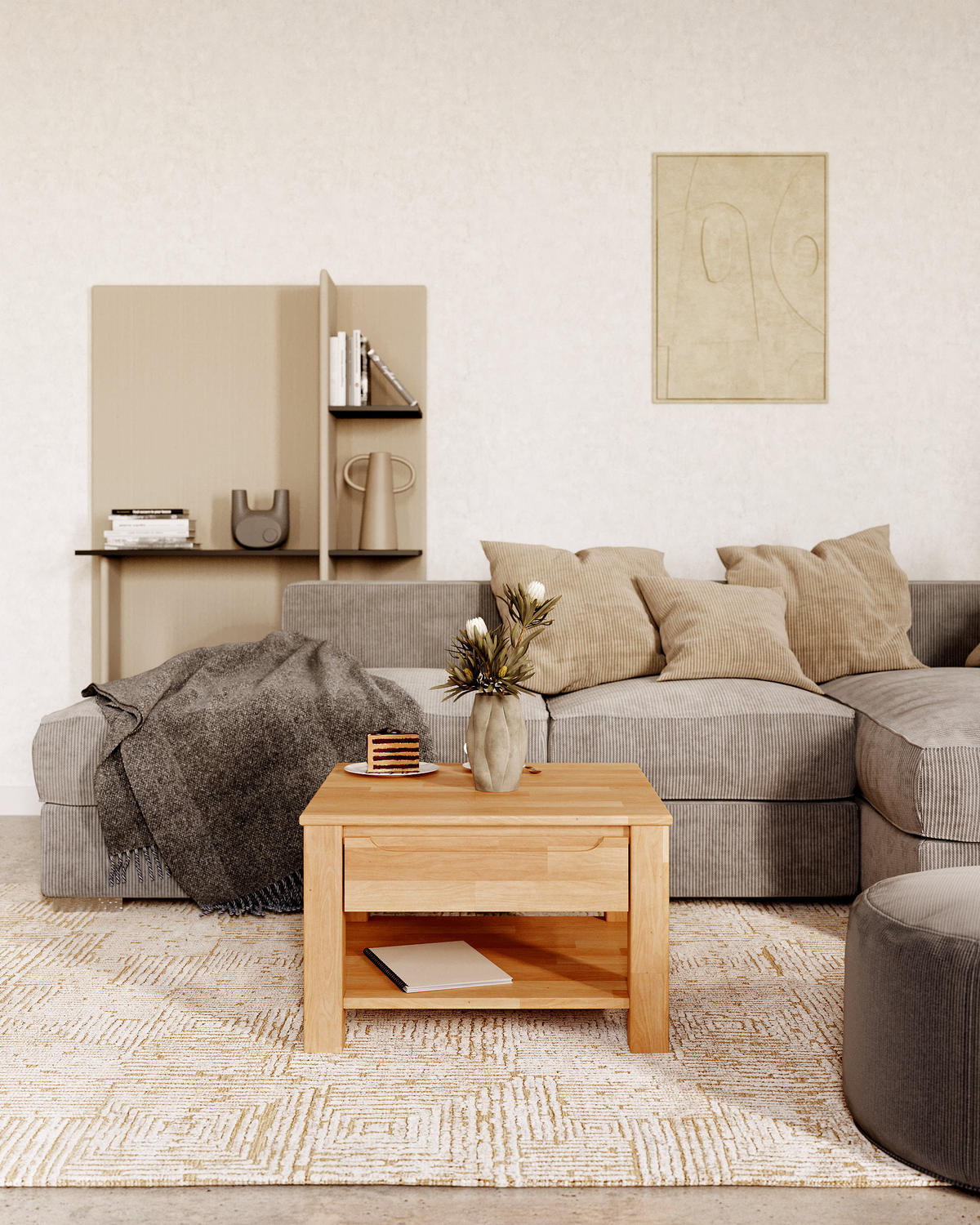COUCHTISCH Lundvik - Buchefarben, Holz (70/70/45cm) - kiki design