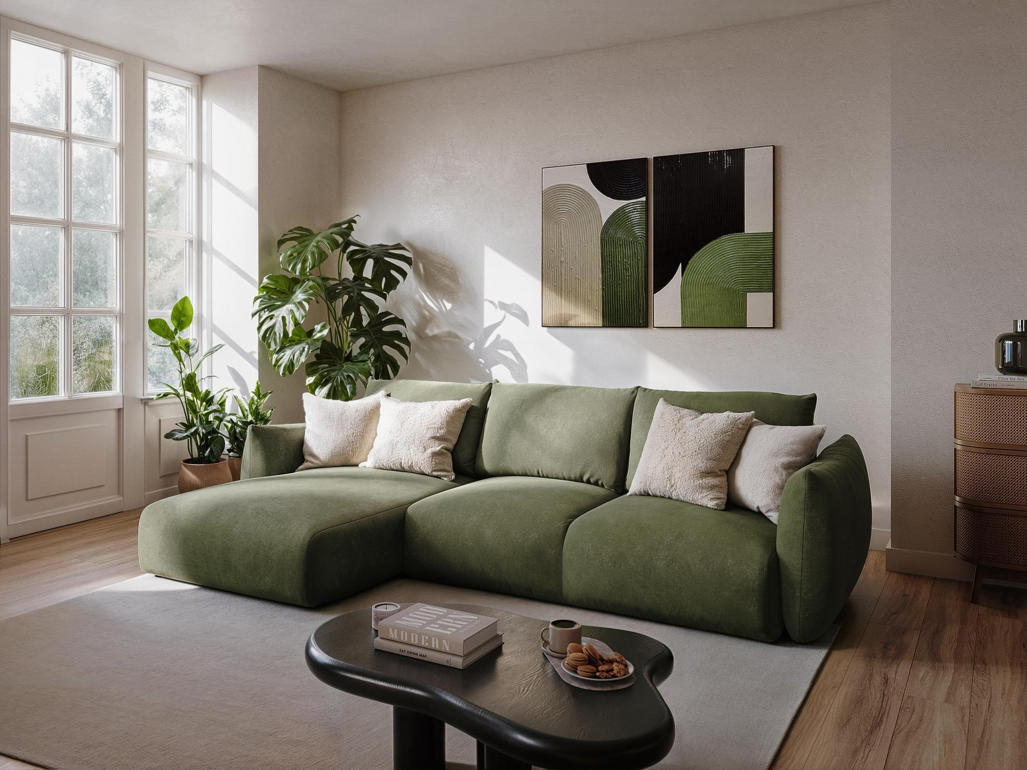 Thumbnail - Makamii Pouf, Pastellblau, Textil, 1-Sitzer, 65x40x65 cm, Hergestellt in Europa, Oeko-Tex®, Wohnzimmer, Sofas & Couches,...