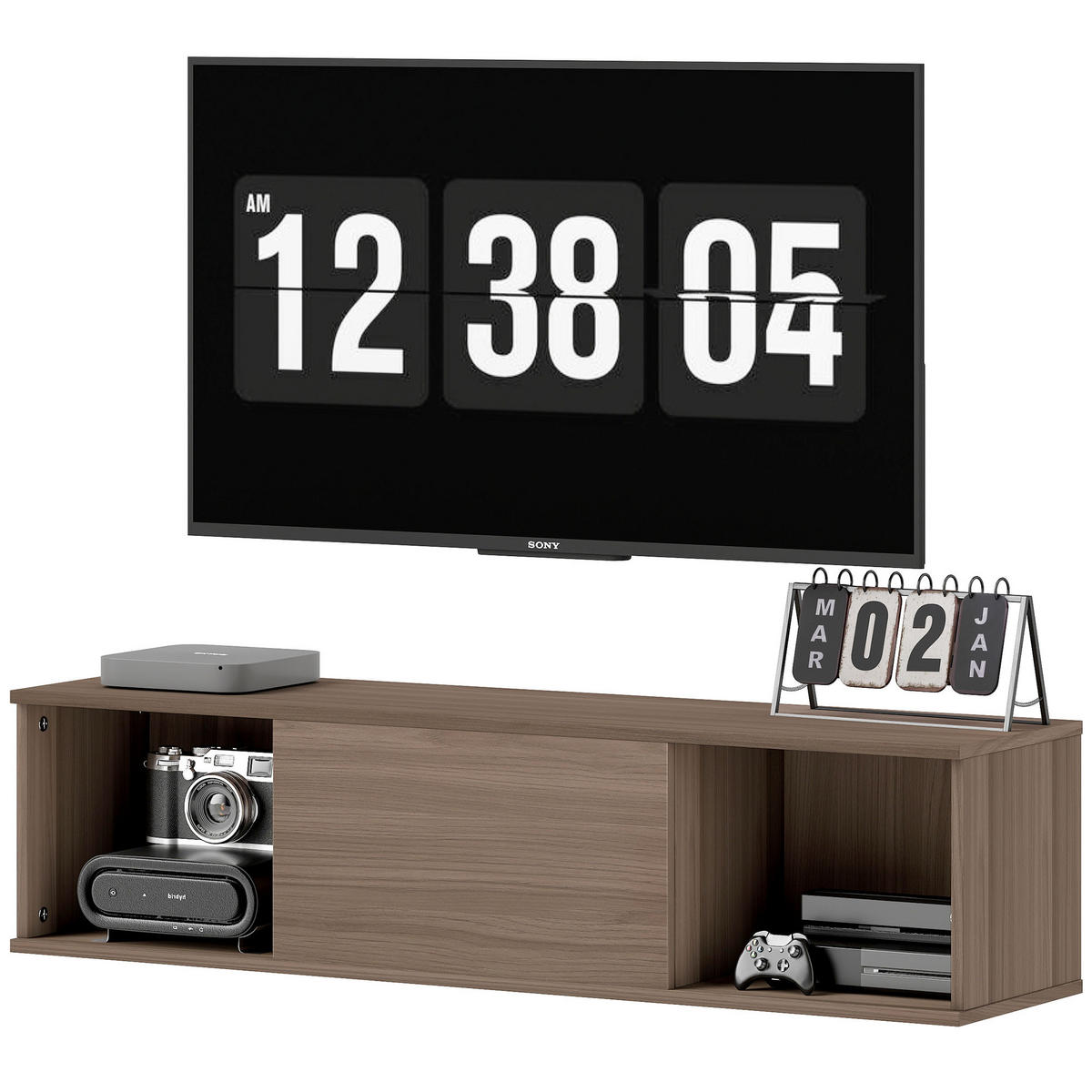 LOWBOARD DE-15917 Wandhängend mit Klapptür Braun - Braun, Holzwerkstoff (120/29.5/30cm) - ComfortXL