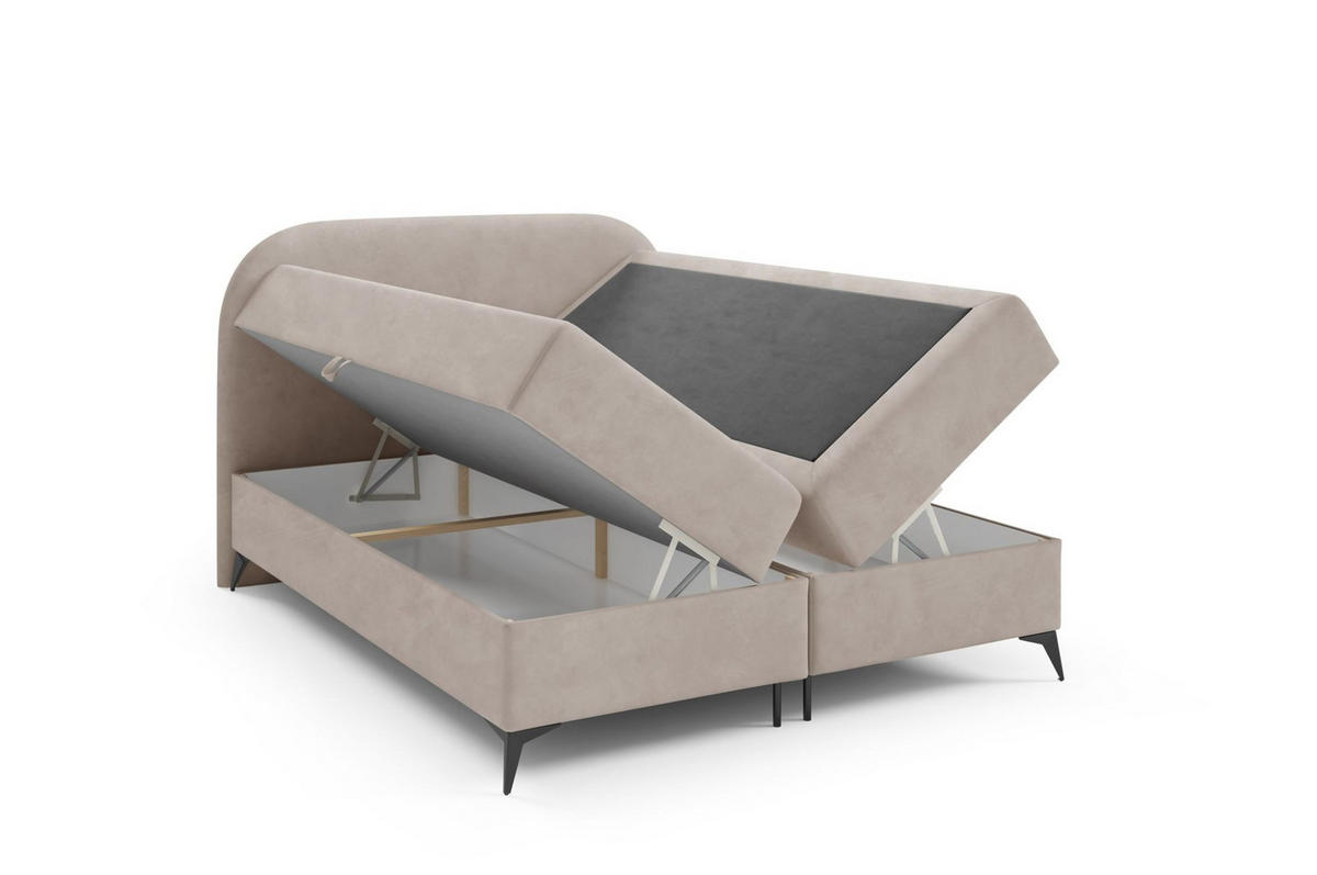 BOXBETT Gorgia In Stoff Jasmin - Dunkelbraun, Holzwerkstoff/Textil (160/200cm) - Fun Möbel