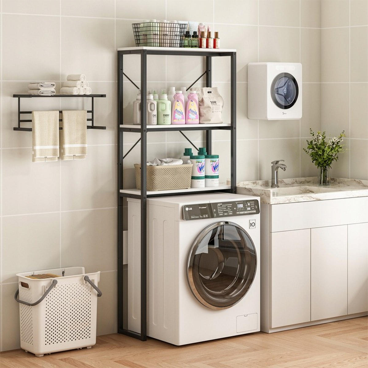 BADEZIMMERREGAL, braun 66/34/160 cm - Braun, Holzwerkstoff (66/160/34cm)