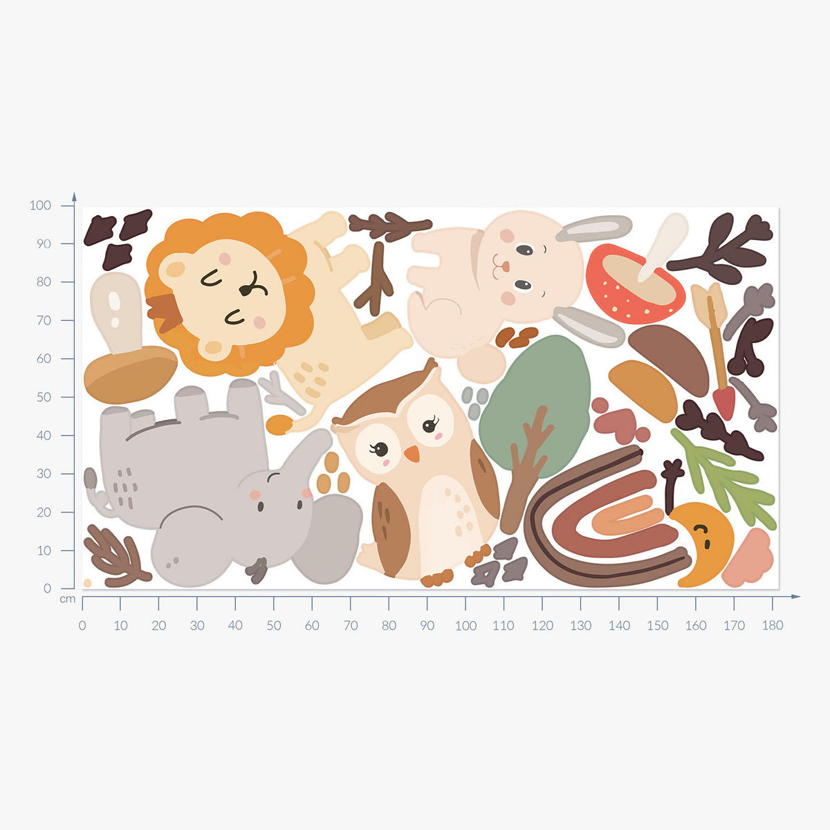 WANDAUFKLEBER 100x182cm - Tierische Naturillustration - Multicolor, Kunststoff (100/182/0.1cm) - Wallfluent