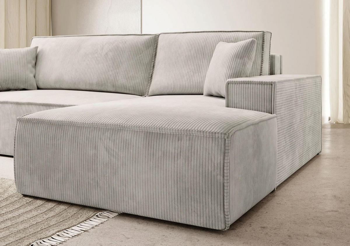 ECKSOFA Farese Creme mit Cordbezug, rechts - Creme/Schwarz, Kunststoff/Textil (167/267cm) - Selsey