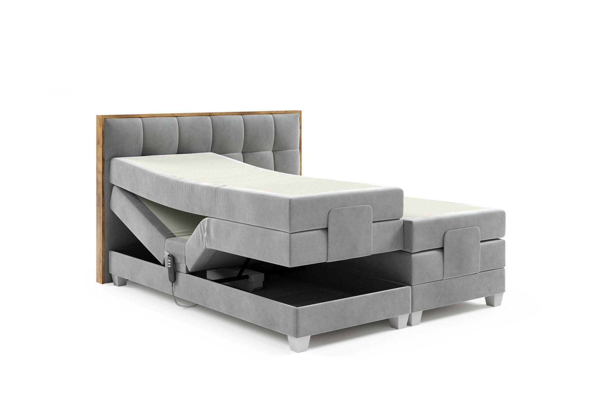 Thumbnail - Fun Möbel Boxspringbett, Grau, Textil, 180x200 cm, Schlafzimmer, Betten, Boxspringbetten