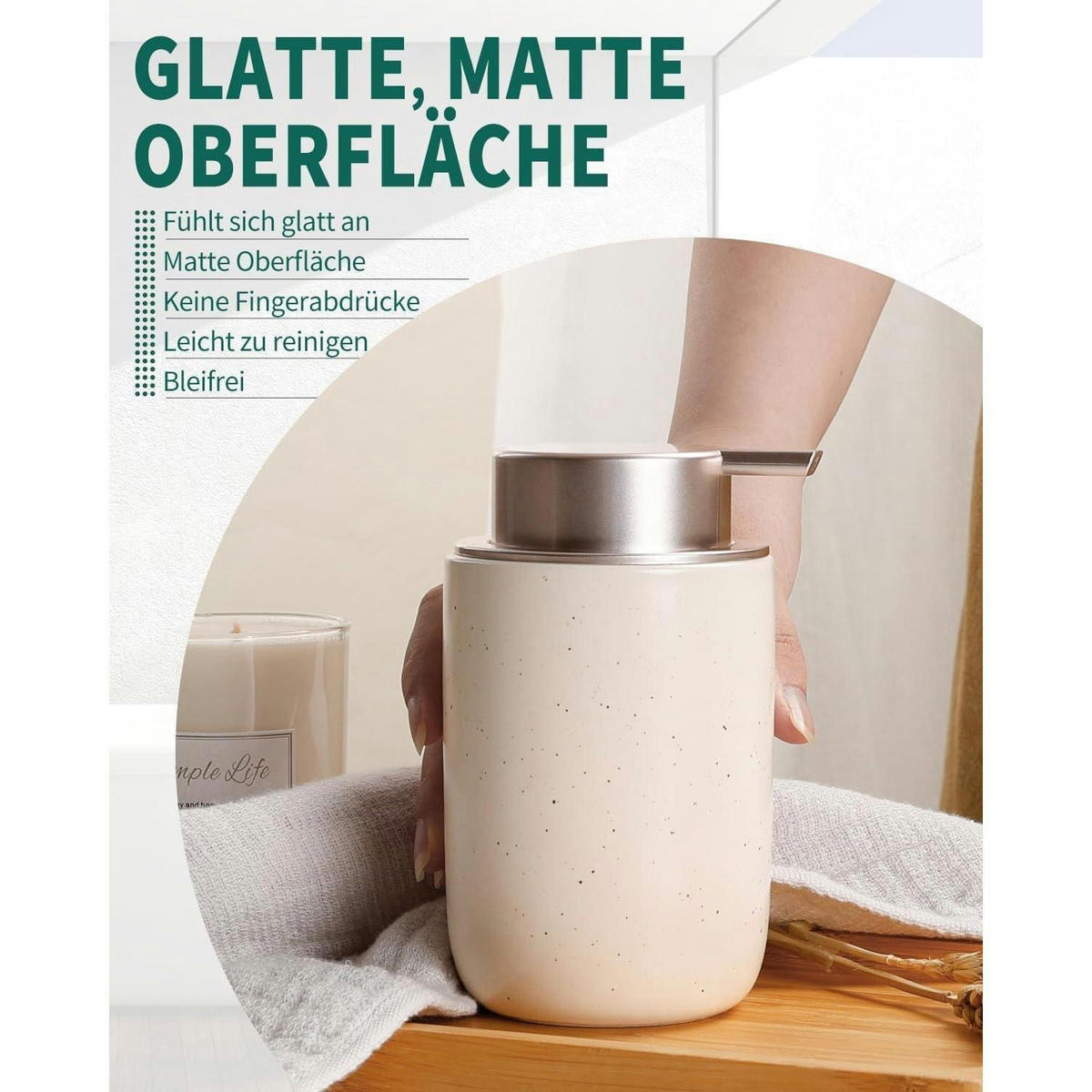 SCHAUMSEIFENSPENDER Keramik 350ml Beige & Rosa - Beige, Keramik (8/14/8cm)