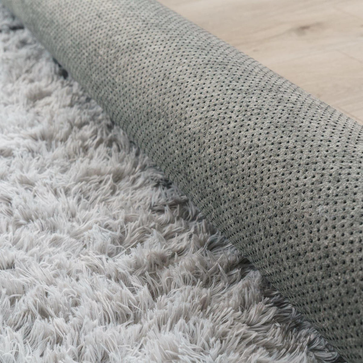 HOCHFLORTEPPICH 80/80 cm Silky 591 - Silberfarben, Kunststoff (80/80cm) - Paco Home