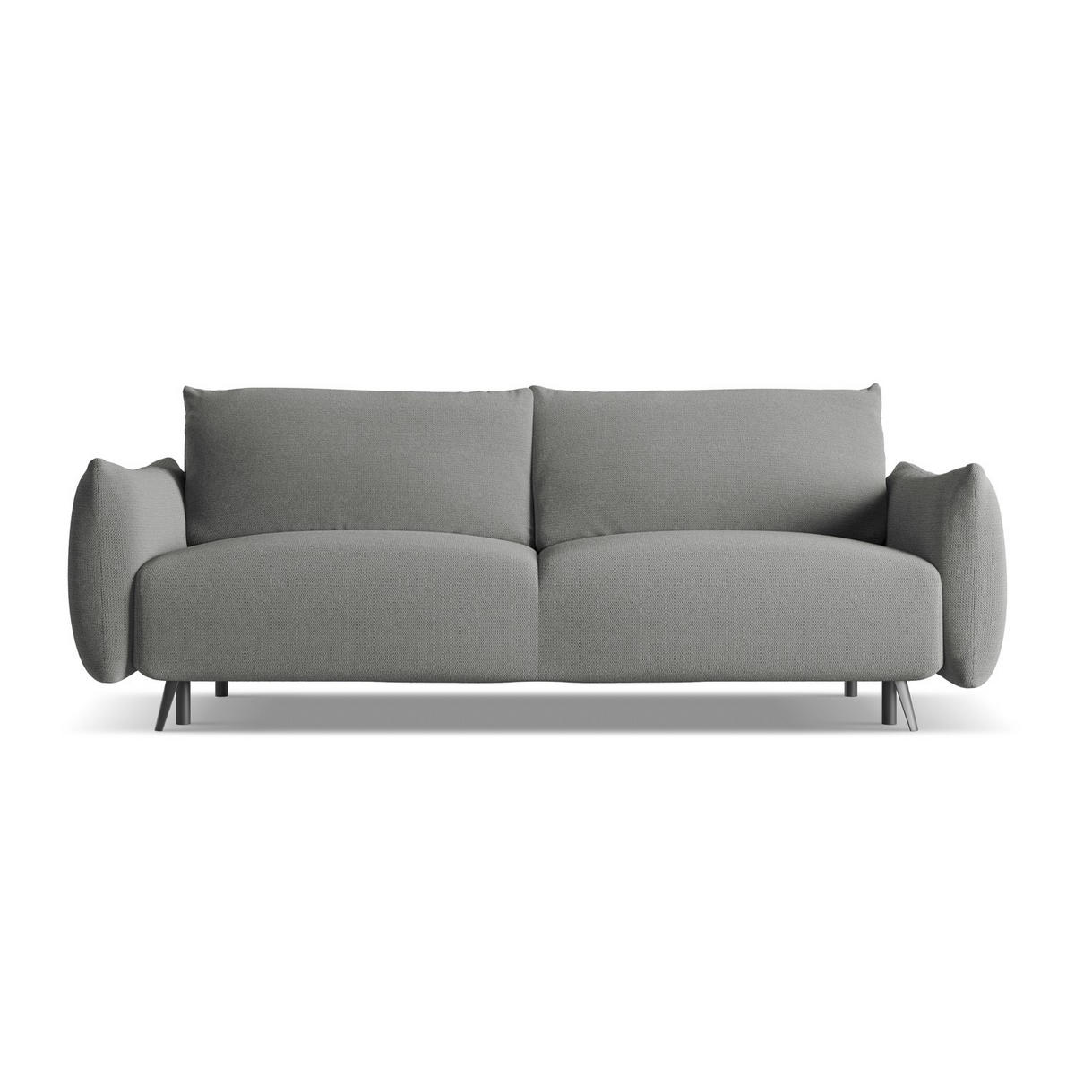 3-SITZER SOFA mit Schlaffunktion Chenille Stoff Grau - Schieferfarben/Schwarz, Textil/Metall (230/86/105cm) - LaMiaSofa