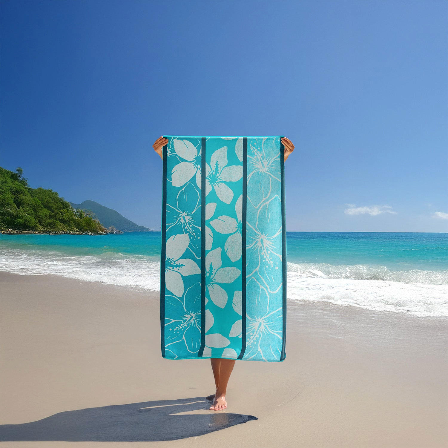 STRANDTUCH Frottee Velours Jacquard Blau 90x170 400g/m² - Miyako - Blau, Textil (170/90cm) - LE COMPTOIR DE LA PLAGE