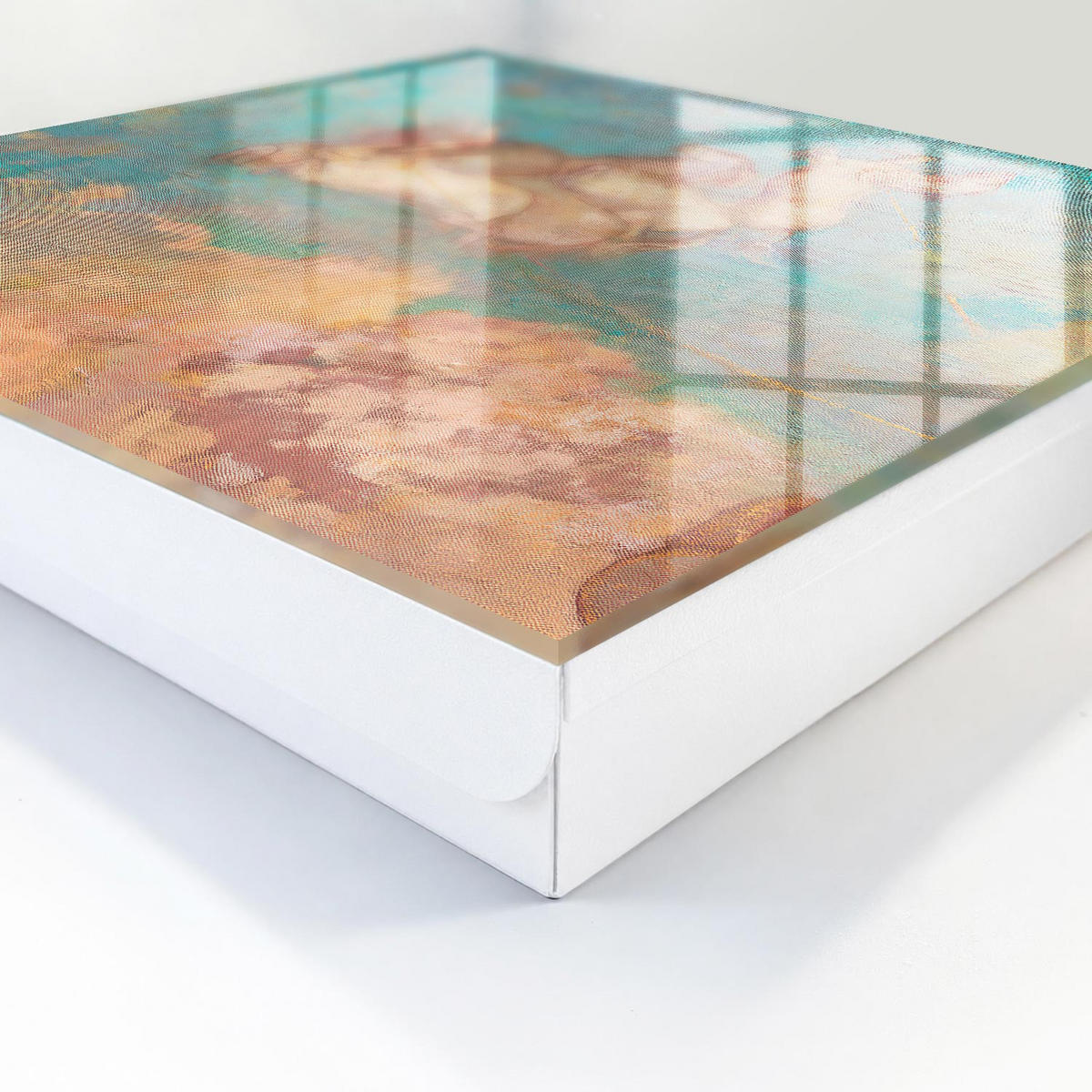 SCHLÜSSELBOX Weiß 30x30 cm – Türöffnung nach rechts - Ein Traum wird wahr - Türkis, Metall (30/30/5cm) - TULUP